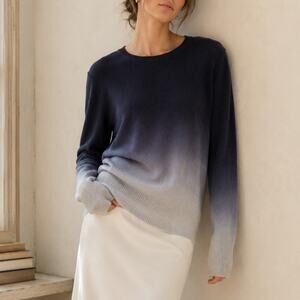 Christopher Fischer Cashmere Black Gray Dip Dye Raglan Sweater Size M